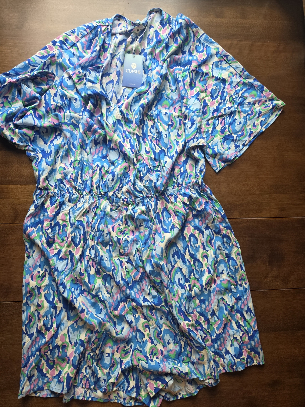 CUPSHE Blue Multi Print V-Neck Romper